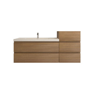 Bow 62" Wall Mounted Vanity With Reinforced Acrylic Sink W/Small Side Cabinet