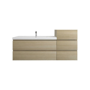 Bow 62" Wall Mounted Vanity With Reinforced Acrylic Sink W/Small Side Cabinet
