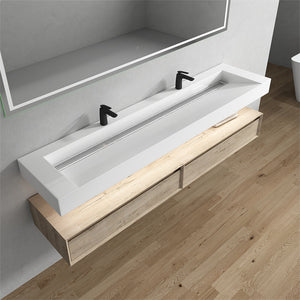 Alysa 84'' Floating Vanity With 16 Acrylic Sink/Double Faucet Hole