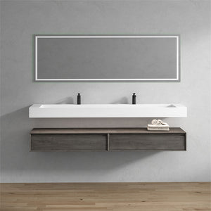 Alysa 84'' Floating Vanity With 16 Acrylic Sink/Double Faucet Hole